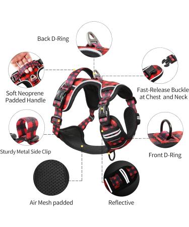 Heele Adjustable No-Pull Dog Harness | Reflective & Breathable for Small Dogs | XS (Chest 33-43cm) | Black-Red - Buy Online on GoSupps.com