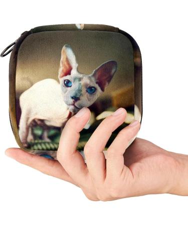 Buy Cute Hairless Cat Menstruation Pad Bag with Zipper - Women's Napkin & Tampon Organizer | Stylish Collectible Bag for Girls - Buy Online on GoSupps.com