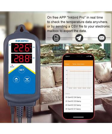 Inkbird ITC-306A-WiFi Aquarium Temperature Controller for Marine Tank - Dual Heating Socket Thermostat for Fish, Shrimp, Tortoise - No Timer - Buy Online on GoSupps.com