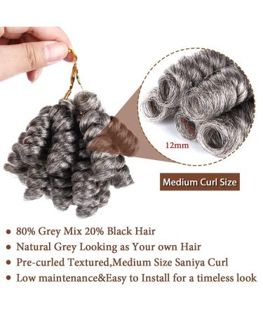 MIMAN 10 Inch Short Saniya Curls Crochet Hair 5-Packs, Black Mix Grey - Synthetic Braiding Hair for Black Women - Buy Online on GoSupps.com