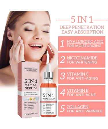 30% Vitamin C Serum for Face - Skincare with 10% Hyaluronic Acid &Vitamin E and 5% Niacinamide & Collagen - Dark Spot Remover for Face - Anti Aging Facial Brightening Serum - Improve Dull Tired Skin - Buy Online on GoSupps.com