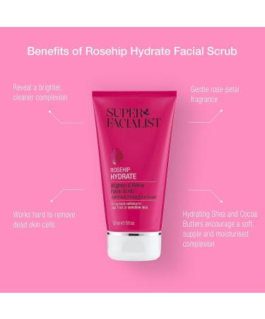 Super Facialist Rosehip Hydrate Face Scrub - Gentle Exfoliator for Sensitive Skin - 150ml - Buy Online on GoSupps.com