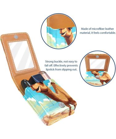 Travel Lipstick Organizer Case | Portable Makeup Bag with Mirror | Cartoon Funny Camel Design - Buy Online on GoSupps.com