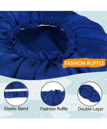 Satin Double-Layered Sleep Bonnet for Women | Blue Satin Night Cap with Premium Elastic Band - Buy Online on GoSupps.com