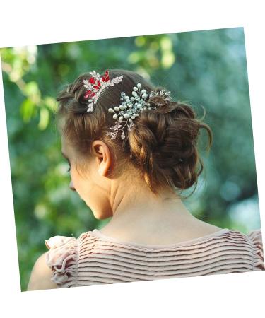 Angoily Bridal Hair Comb Tiara Bride Insert Comb Hair Accessories for Women Wedding Hair Combs for Women Pearl Rhinestone Hair Comb Rhinestones Decorate Women's Modeling Red - Buy Online on GoSupps.com