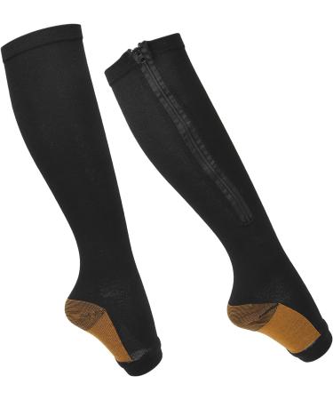 Zipper Compression Socks for Women - Nylon Leg Shaping & Ankle Support (L/XL Black) - Boost Circulation & Slim Legs - Buy Online on GoSupps.com