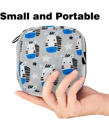 Zipper Menstruation Pad Bag | Cartoon Animal Zebra Face & Star Pattern | Women's Napkin & Tampon Organizer - Color 6 - Buy Online on GoSupps.com