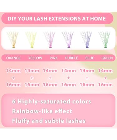 Colored Lash Extensions - 120 Pcs Wispy DIY Rainbow Eyelashes Kit | 14/16mm Mixed Colorful Lashes for Beginners - Buy Online on GoSupps.com
