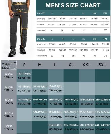 Shop Waspornow Men's Zip-Off Hiking Trousers | Breathable Fast-Drying Trekking Pants with 5 Pockets - XL Dark Gray - Buy Online on GoSupps.com