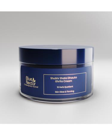 Blue Nectar Shata Dhauta Ghrita Face Cream for Women | 100 Times Washed Ghee Lightweight Face Moisturizer for Women | Truly Natural Face Cream for Glowing Skin (19 Herbs 50g)