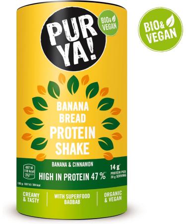 Purya! Vegan Protein Shake - Banana Bread Flavor | Bio Quality Vegetable Protein Drink with Baobab | Lactose-Free 480g Superfood Powder - Buy Online on GoSupps.com