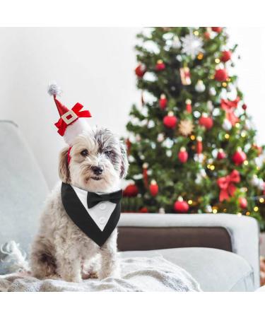 MHauslie Formal Tuxedo Dog Bandana with Bow Tie - Adjustable Neckerchief for Small Dogs in Black - Buy Online on GoSupps.com