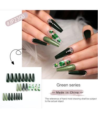 24pcs/Box Patrick's Day Love Heart Pattern with French False Tip False for Girls Long French Tip False with Designs - Buy Online on GoSupps.com