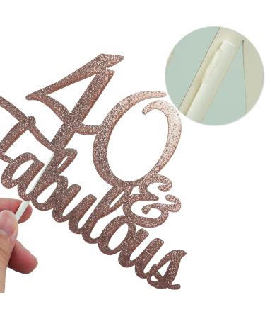 1 PCS 40 & Fabulous Cake Topper Rose Gold Glitter Cheers to Happy 40th Birthday Cake Toppers Forty and Fabulous Cake Pick Decorations for 40th Wedding Anniversary Birthday Party Supplies - Buy Online on GoSupps.com