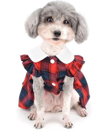 Zunea Plaid Dog Summer Dress for Small Dogs | Princess Style with Bowknot | Cute Ruffled Sleeveless Skirt | Soft Female Dress for Chihuahua Yorkie | Red | Size S - Buy Online on GoSupps.com