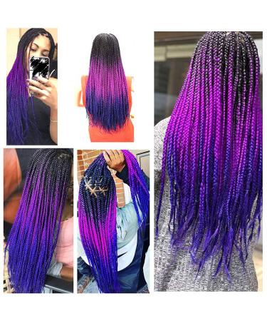 Buy Lila Jumbo Braid Extensions - 6Pcs 24 Kunsthaar Braiding Hair - Ombre Dark Purple & Black-Violet Blue - Buy Online on GoSupps.com