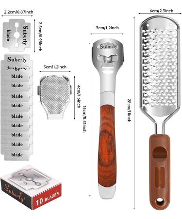 Pedicure Foot File & Callus Shaver Set - Wood Handle Shaver, 30 Blades, Foot File, Colossal Rasp - Foot Care Kit for Callus Removal - Buy Online on GoSupps.com