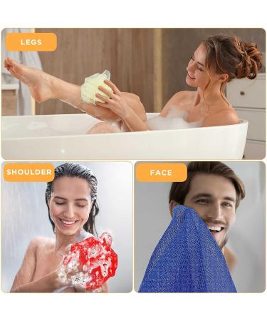 Tudomro 9 Pcs African Exfoliating Net - 31.5 Inches Back Body Scrubber for Daily Bathing - 9 Colors - Buy Online on GoSupps.com
