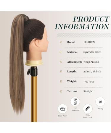 Buy Golden Brown Mixed Blonde 60 cm Synthetic Hair Extensions - Long Smooth Ponytail Braid for Women & Girls - Buy Online on GoSupps.com