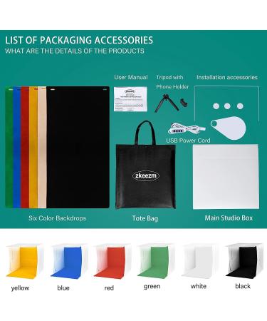 ZKEEZM 16x16 Light Box Photography Kit | 120 LED Lights, 6 Backdrops | Foldable Lightbox for Product Photography | Adjustable 3000-6500K Brightness - Buy Online on GoSupps.com