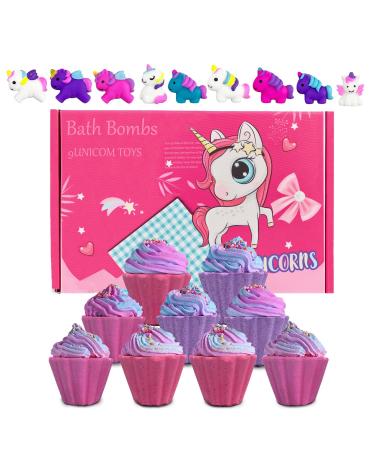 ICE Cream Form Bath Bombs for Kids  Unicorn Bath Bombs Gift Set with  Handmade Bath Bombs for Girls with Surprise Inside  Birthday Children's Day Halloween Christmas Gifts Multi-colored