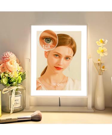 Acoolda Hollywood Lighted Makeup Mirror 12 with 3 Color Modes, 10X Magnification, 360 Rotation - White - Buy Online on GoSupps.com