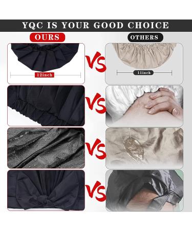 YQC Luxury Reusable Waterproof Shower Cap for Women - Adjustable Elastic Hair Cap - Cute Bow Design - Black- Ideal for Long, Short, and Curly Hair - Buy Online on GoSupps.com