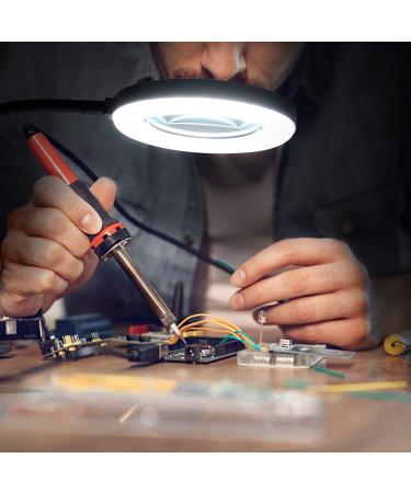 10X Magnifying Lamp with Light & Clip | Adjustable Gooseneck & 3 Color Modes | USB Powered Magnifier for Hobbies, Reading, Crafts - Buy Online on GoSupps.com