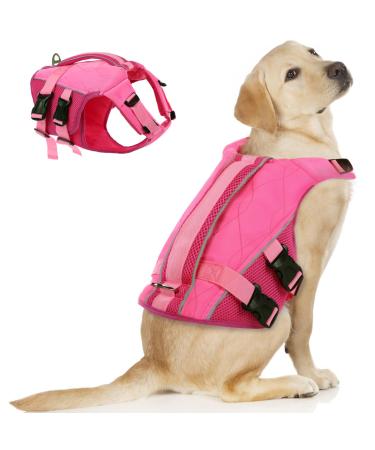 Asenku Dogs Wowers for Small Medium Large Dogs adjustable & ripstop Dog chimney with handle and reflective for boating swimming surfing l pink