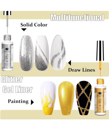 Neon Gel Polish Liner Gel Nail Polish 2 Colors Neon Set Yellow Green Liner Gel Art Soak Off Shimmer Nail Polishes For Drawing Lines Color Painting UV Liner Gel For Women Festival (B) - Buy Online on GoSupps.com