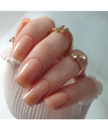 Zaubern gel4Home- UV wraps UV nail foils gel nail wraps semi cured gel nails (Orange Sparkle)