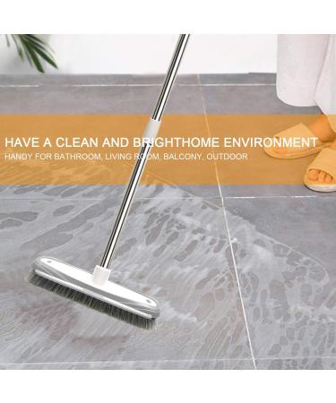 IZSOHHOME Floor Scrub Brush with Long Handle for Cleaning Tile Kitchen Bathroom Patio Wall and Deck.Adjustable Stainless Steel Long Handle-46.5" White - Buy Online on GoSupps.com