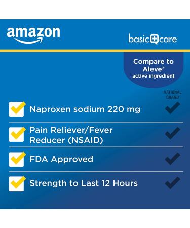Amazon Basic Care Naproxen Sodium Tablets 300 Count - Pain & Fever Relief - Pack of 1 - Buy Online on GoSupps.com