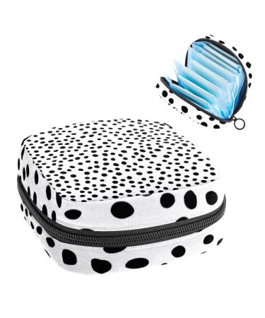 Black White Doodle Pattern with Dots Period Pouch Portable Tampon Storage Bag for Sanitary Napkins Tampon Holder for Purse Feminine Product Organizer First Period Gifts for Teen Girls School Multicoloured 05