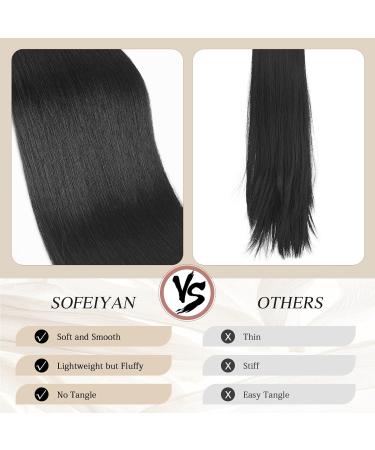 Sofeiyan 70cm Ponytail Hair Extension - Soft Straight Braid Synthetic Ponytail for Women - Natural Black Hair - Buy Online on GoSupps.com