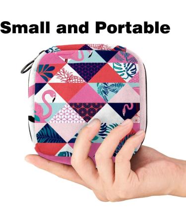 Womens Binding-Up Bags | Geometric Flamingo & Tropical Leaves | Portable Menstrual Pad & Tampon Storage | Multicolored Holder for School & Office - Buy Online on GoSupps.com