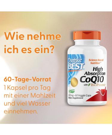 Buy Doctor's Best High Absorption COQ10 with Bioperine 200mg Vegan Gluten-Free 60 Capsules | International Shipping Available - Buy Online on GoSupps.com