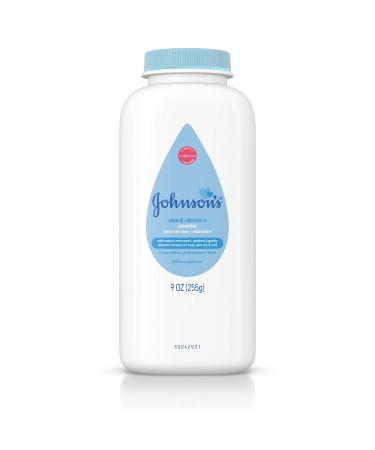 Johnson's Baby Powder with Naturally Derived Cornstarch Aloe & Vitamin E, Hypoallergenic, 9 oz 9 Ounce (Pack of 1)