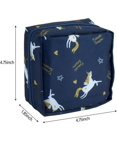 Sanitary Napkin & Menstrual Cup Storage Bag - Portable Pouch for Feminine Hygiene - Tibetan Blue Unicorn Design - Buy Online on GoSupps.com