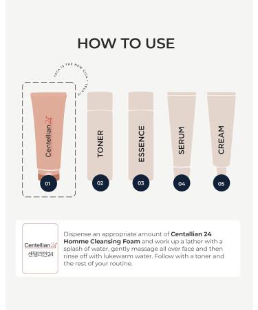 Buy CENTELLIAN 24 Homme Cleansing Foam - Soothing Face Wash for Men with TECA & Centella Asiatica | Gentle Daily Cleanser for Sensitive & Oily Skin - 4.05 fl oz - Buy Online on GoSupps.com