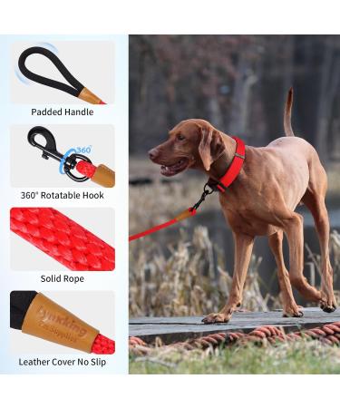 Lynxking Tow Lines for Dogs - Durable Dog Leash for Retrieving | Perfect for Small Medium & Large Dogs | 180cm Red with Carabiner Hook - Buy Online on GoSupps.com