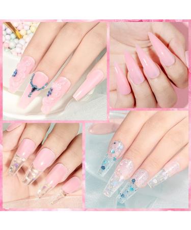Clear Pink Solid Builder Gel for Nail Extension - Dual Form Flower Nail Art - 14g - Non-Stick & Hard Gel - DIY Nail Salon at Home - Buy Online on GoSupps.com