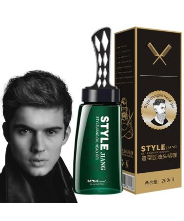2 2 in 1 Styling Gel with Comb - 2 in 1 Long Lasting Hair Wax Gel - Long Lasting Men Hair Cream Salon Styling Gel Tool Fast Build Hair Styling Oil Head Artifact for 2 Pcs 260ml