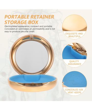 Healifty Portable Denture Retainer Case with Mirror - Travel Aligner Storage Box in Golden - Buy Online on GoSupps.com
