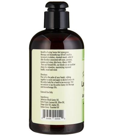 Sunny Isle Lemon Grass Massage Oil - 8oz Aromatherapy Blend for Relaxation & Wellness - Buy Online on GoSupps.com