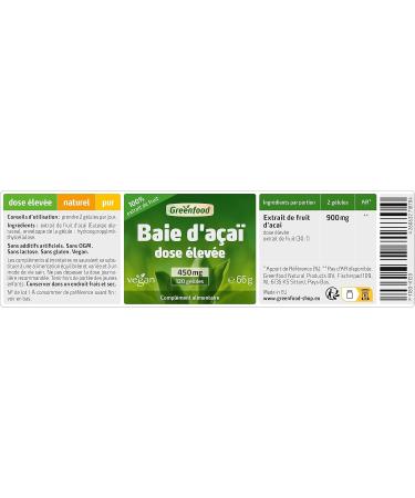 Greenfood Acai Berry 450 mg Extract (30:1) 120 Softgels - No Artificial Additives No Genetic Engineering. Vegan - Buy Online on GoSupps.com