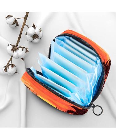 Portable Women s Napkin Storage Bag Coconut Tree Beach Sunset Design | Ideal for Menstrual Cups & First Period Essentials - Buy Online on GoSupps.com