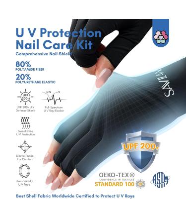 Saviland UV Gloves for Gel Nails - UPF200+ Protection for Nail Lamp - Nail Supplies & Skin Care - All Shapes - Gift for Women - Black - Buy Online on GoSupps.com