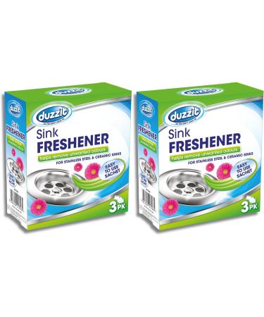 Duzzit Sink Freshener Pack of 2-3x30g Drain Smell Eliminator Sachets - 6 sachets total - Effective Drain Odour Eliminator for Stainless Steel and Ceramic Sinks bundled by Great British Home - Buy Online on GoSupps.com