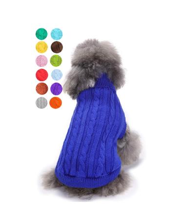 Small dog sweater warm pet sweater cat sweater dog sweatshirt clothing coat clothing for small dogs & kitten dark blue XL